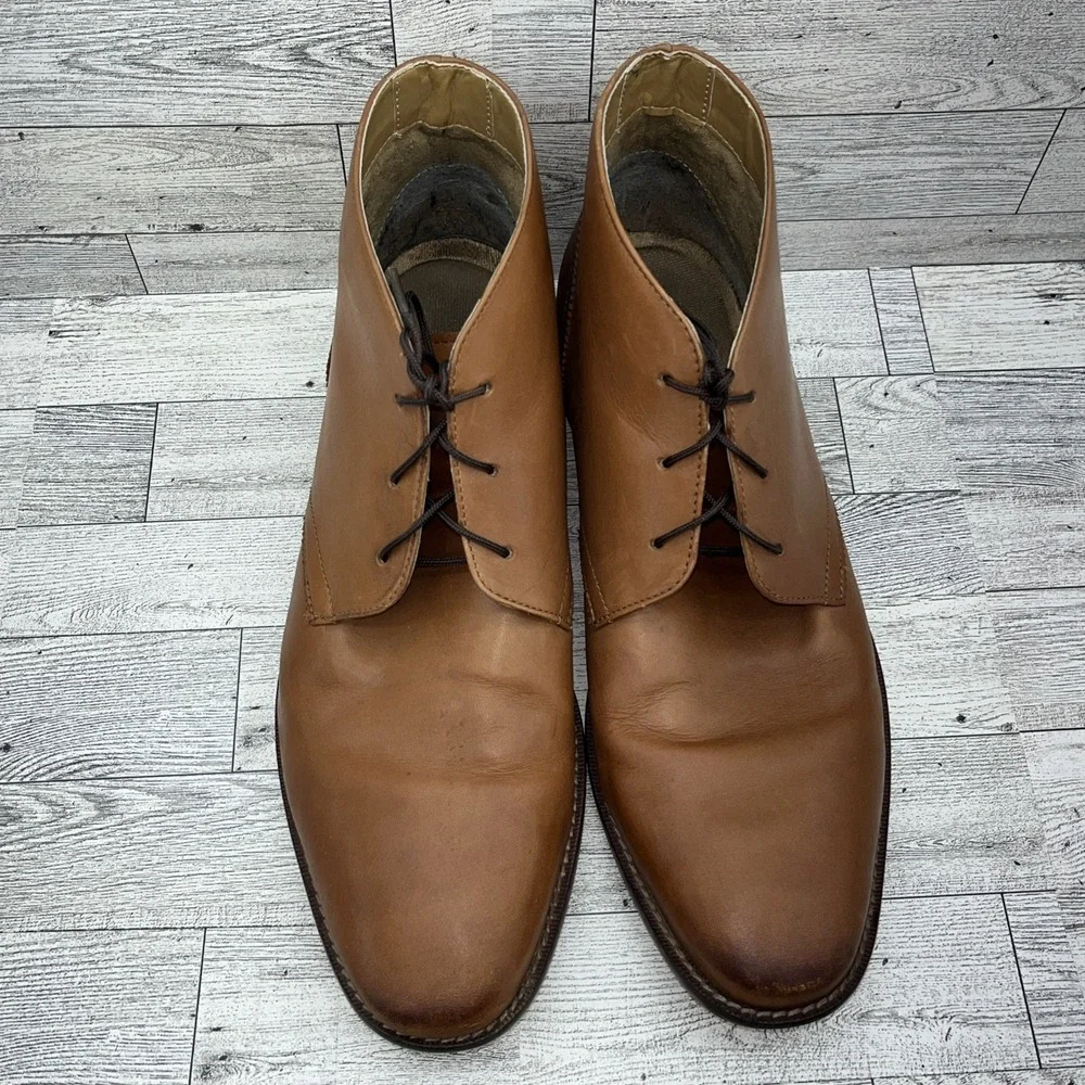 Florsheim Montinaro Brown Leather Plain Toe Chukka Boots 11739-257 Men‎ Sz 10.5D